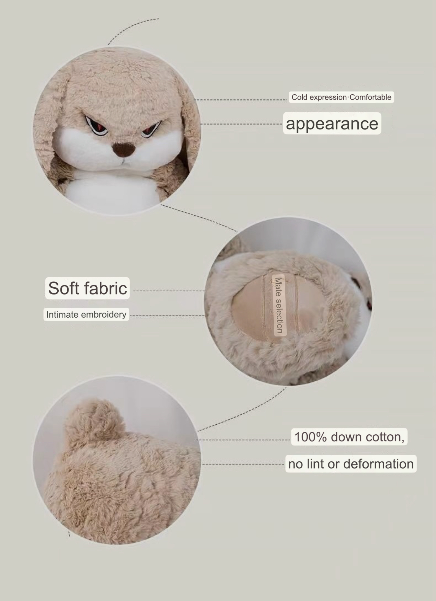 Angry Rabbit Plush Doll 35/45/65cm Large Size Cute Toys Girls Boys Animal Plushie Kawaii Room Decor Toy Dolls Soft Throw Pillow Christmas Gifts Toys