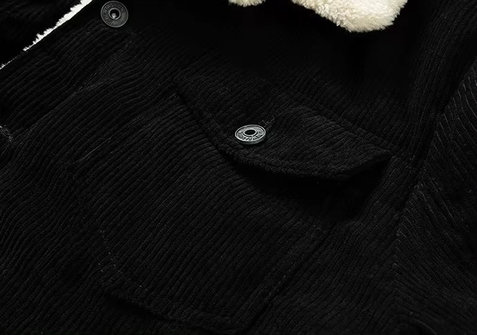 Men’s man mens petite-, tall-, plus-, size Trending corduroy Light Travel Workwear Streetwear Trendy Spring Summer Fall Autumn lined Chore Jacket Outerwear outdoor camping Outwear Jackets in black with cream