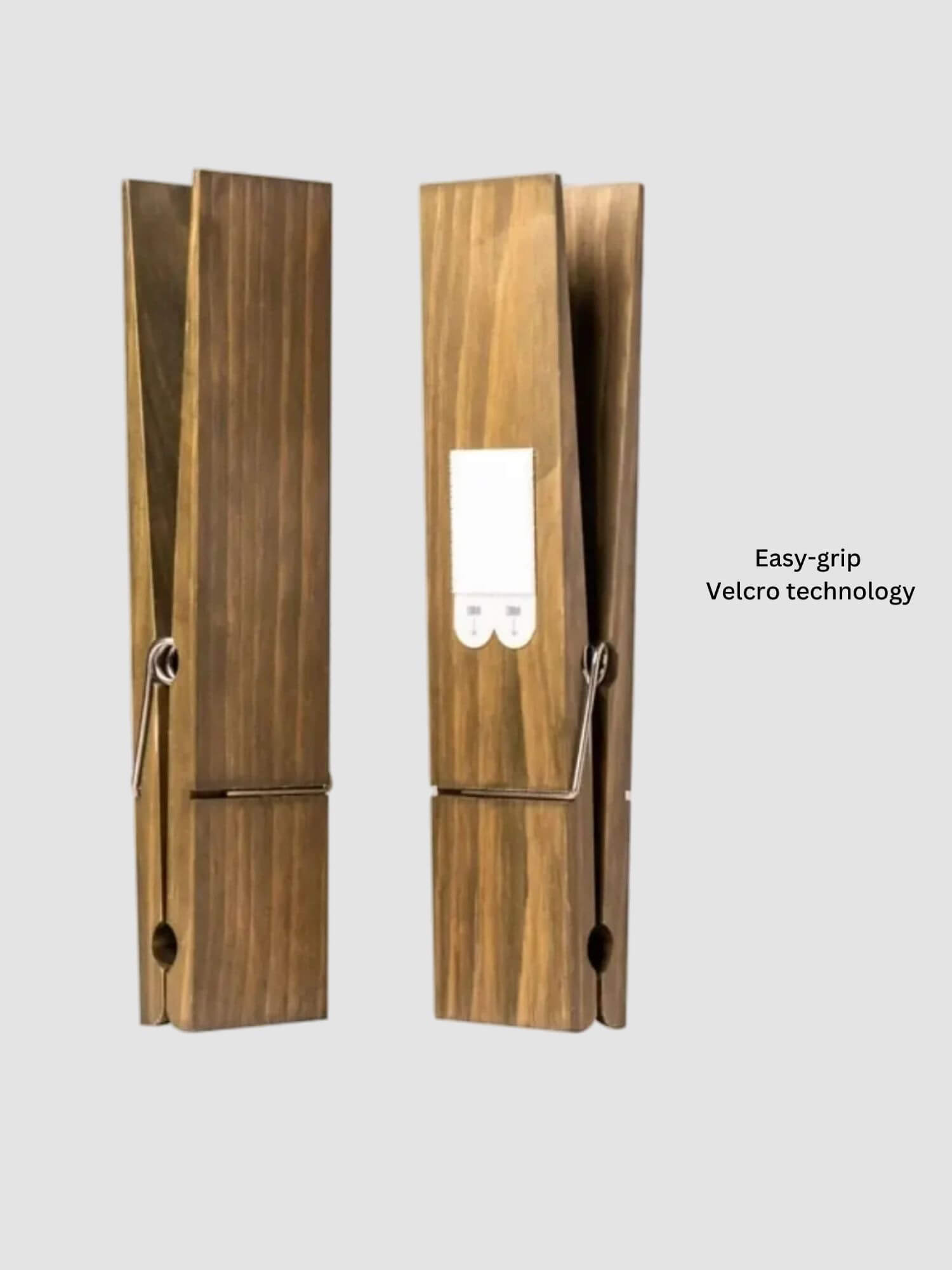 Giant Wooden Towel Clip   Decorative wood clothespin rack for Bathroom, Hook accessories Towels clips racks Large clothespins with easy-grip Velcro wall mount hooks
