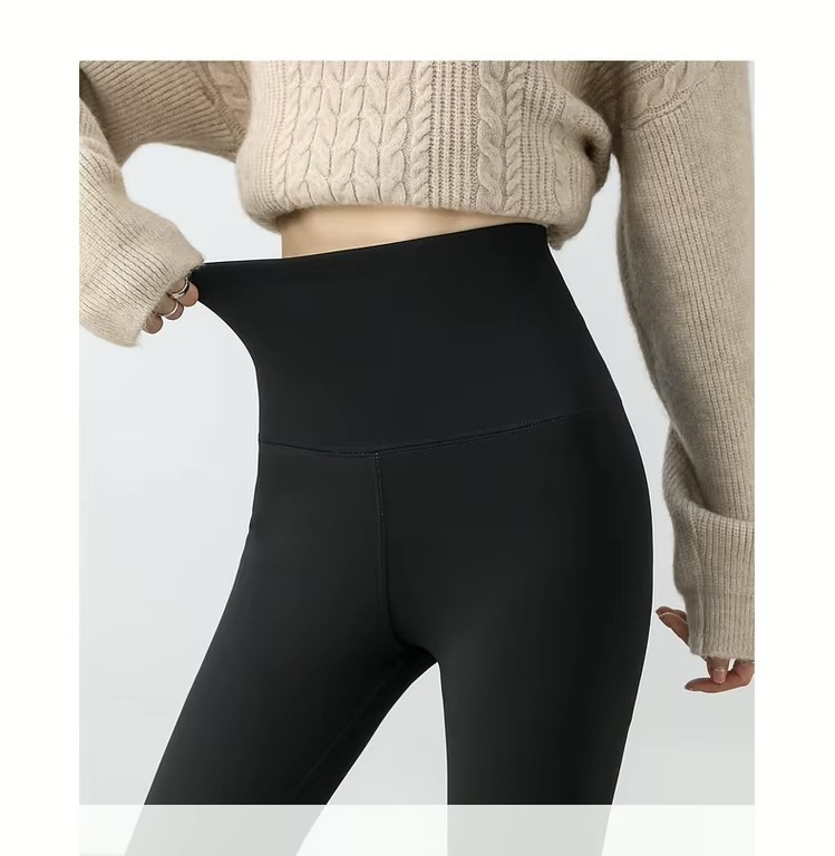 Slim Fit Leggings     Women’s high rise elastic waist honeycomb hip lift thick beige fleece lined Knit Pencil pants for woman in black Female womens basic spring petite-, tall-, plus-, size commute fashion office wfh workwear knitted clothing #W44K58691