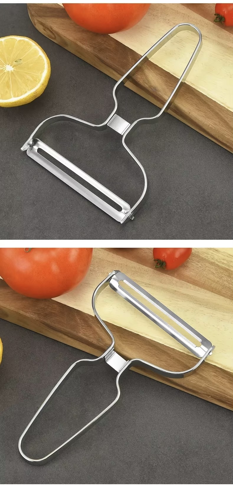 Thin Slice Pairing Knife  Stainless steel paring knives Radish slicing large thin slices Potato peeling tools vegetables slicers accessory aids gadgets Kitchen cooking graters shredders accessories food peelers serrated and flat edge in silver color