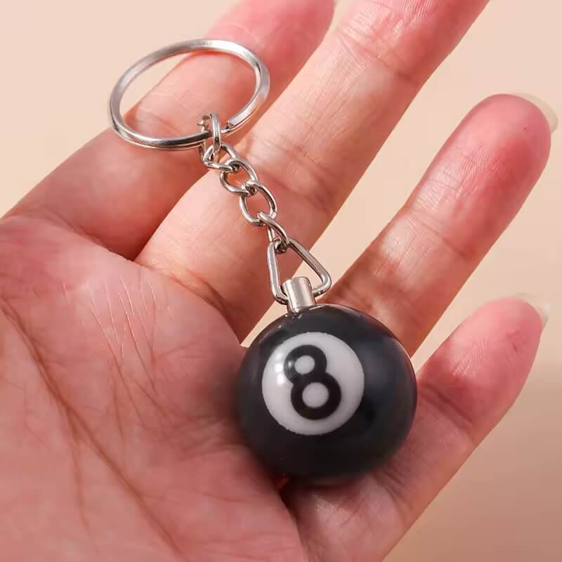 Fashion Creative 8-Ball Billiard Pool Keychain Table Ball Key Ring Lucky Black No.8 Key Chain 25mm Resin Ball Jewelry Gift