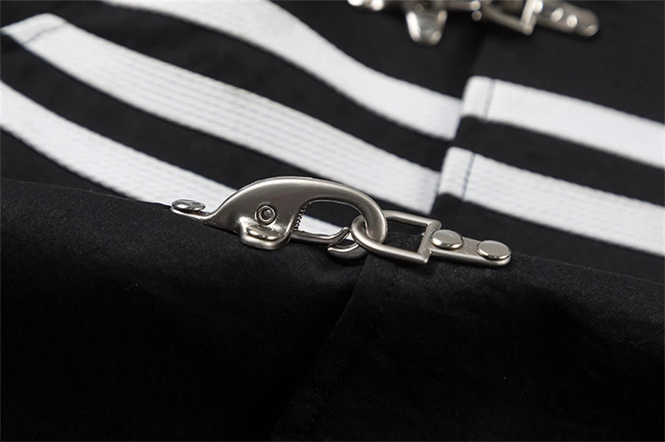 Women's woman womens petite-, tall-, plus-, size Chinese style mandarin collar long sleeves with turn-up cuffs, metal irregular diagonal styled latch button lock close slit side pockets Oversize clothing Trend external clothes Jackets Blazer outwear Fashion outerwear in black with white accent