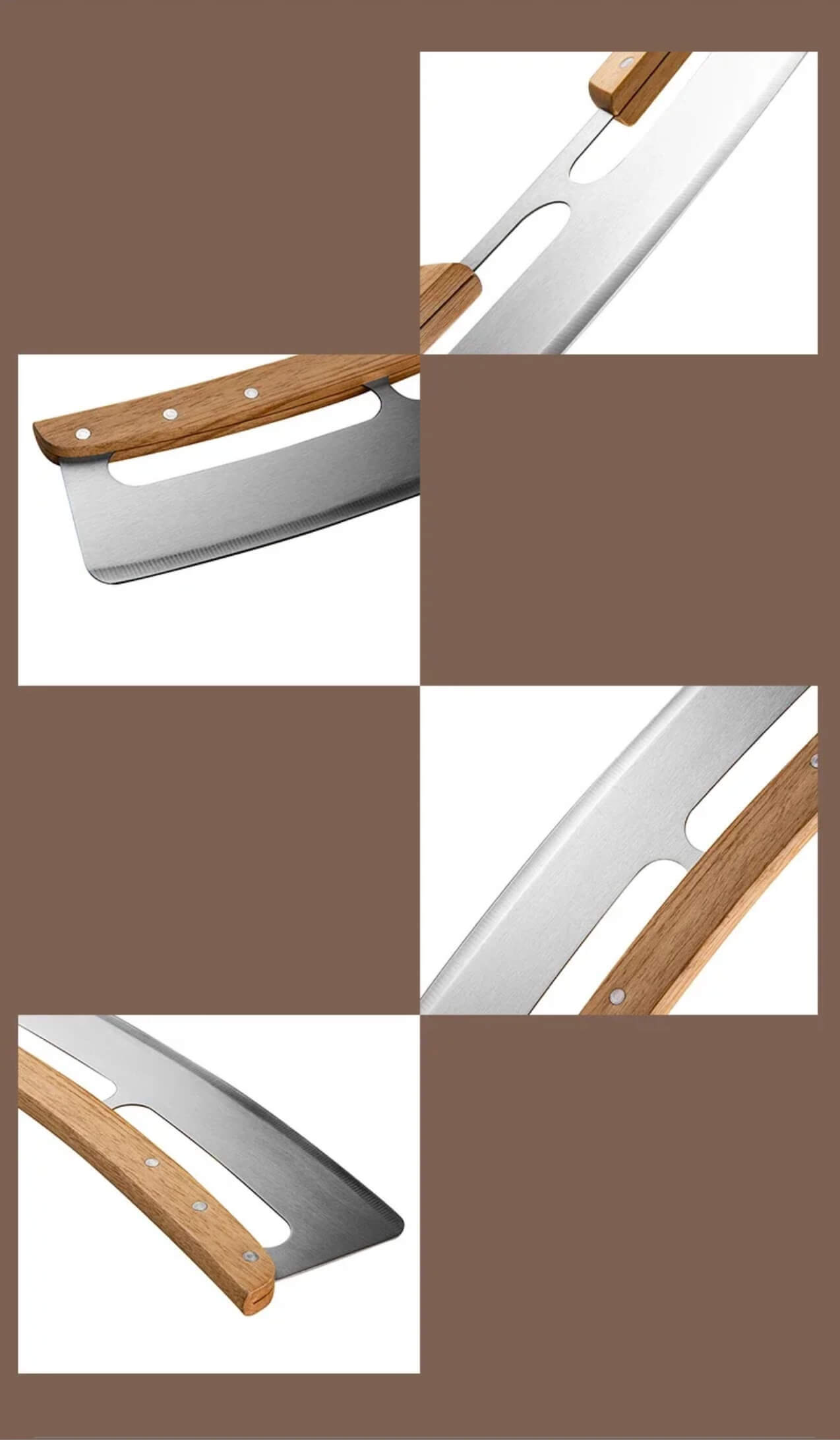 Wooden handle 14" Inch Large Pizza Cutter 14" curved blade stainless steel semi circular shaver baking tool cutters kitchen