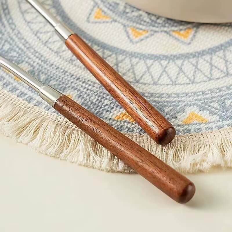 Stainless Steel Long Handle Spoon with Walnut wooden Finish in natural brown color Kitchen accessories serveware Spoons aids Accessory tools