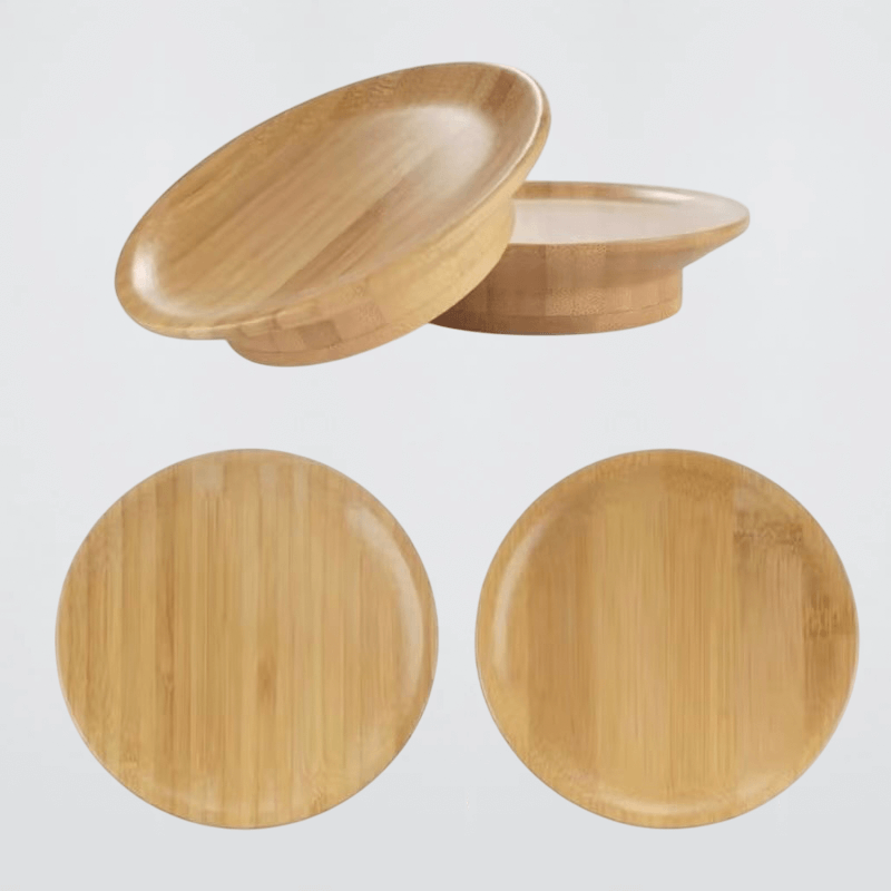 Mini Bamboo Wooden Glassware Tray Cover, Cheese serving for wine tumbler glasses, Charcuterie cups, mugs and glassware topper Utensils Trays accessory in natural light brown wood color