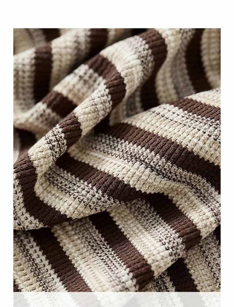 Spliced Crewneck Dress    Women’s retro french look striped round crew neck collar long sleeves mid-length mid-calf dresses for woman in multi brown stripes Ladies SENTUBILA womens O-neck Fall Autumn Spring fashion petite-, tall-, plus-, size vacation getaway holiday party workwear office wfh style  #143L56535