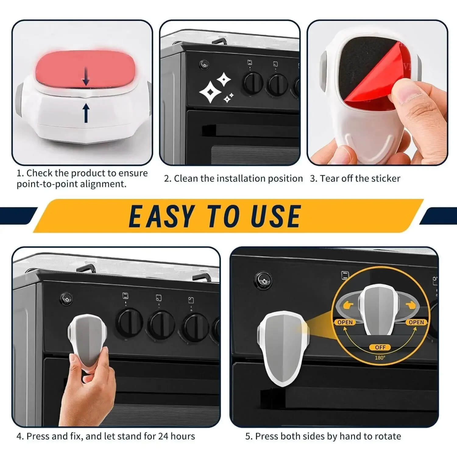 Child Safety Oven Lock ABS material high temperature resistant simple installation No tools required Baby protection safety locks in Gray grey with white