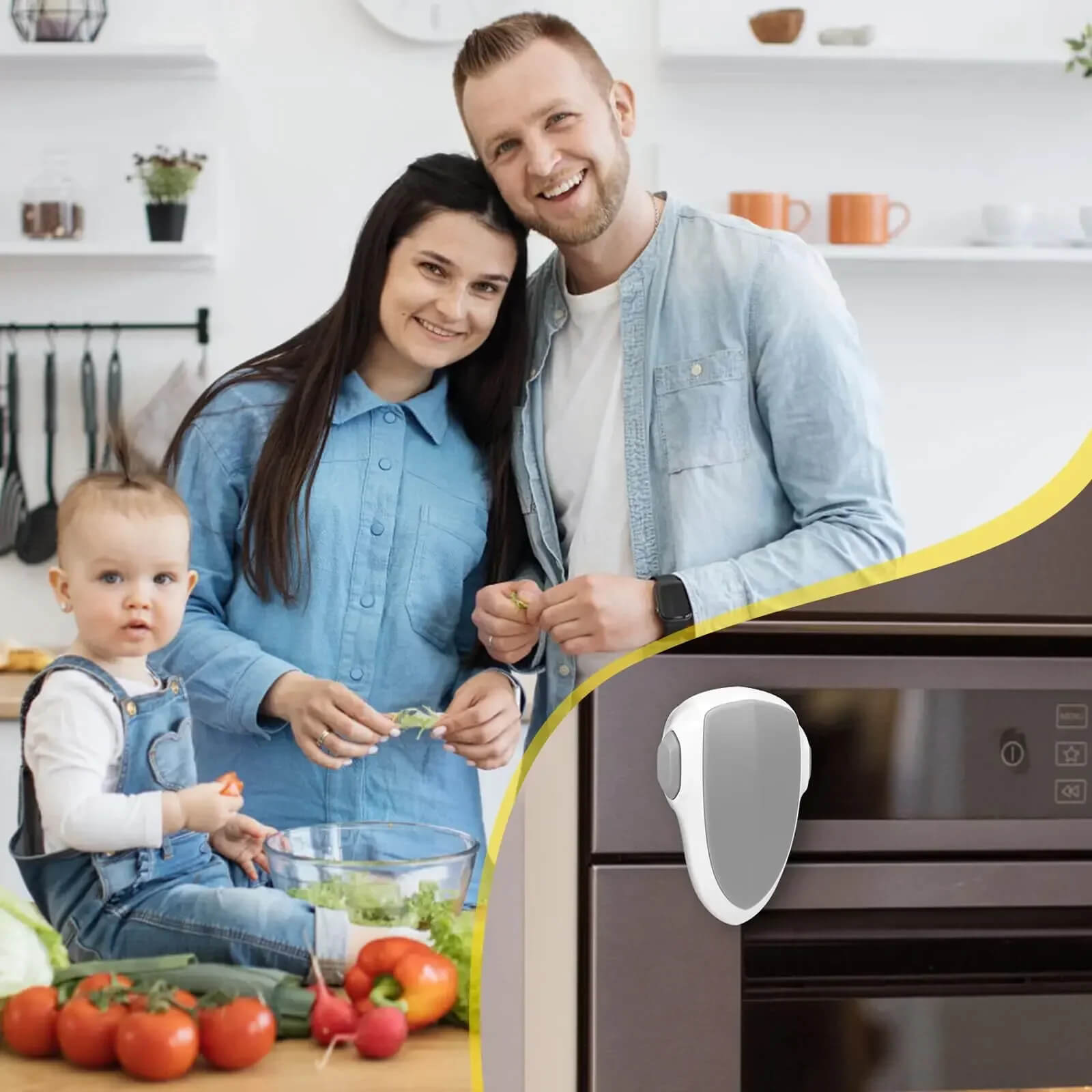 Child Safety Oven Lock ABS material high temperature resistant simple installation No tools required Baby protection safety locks in Gray grey with white