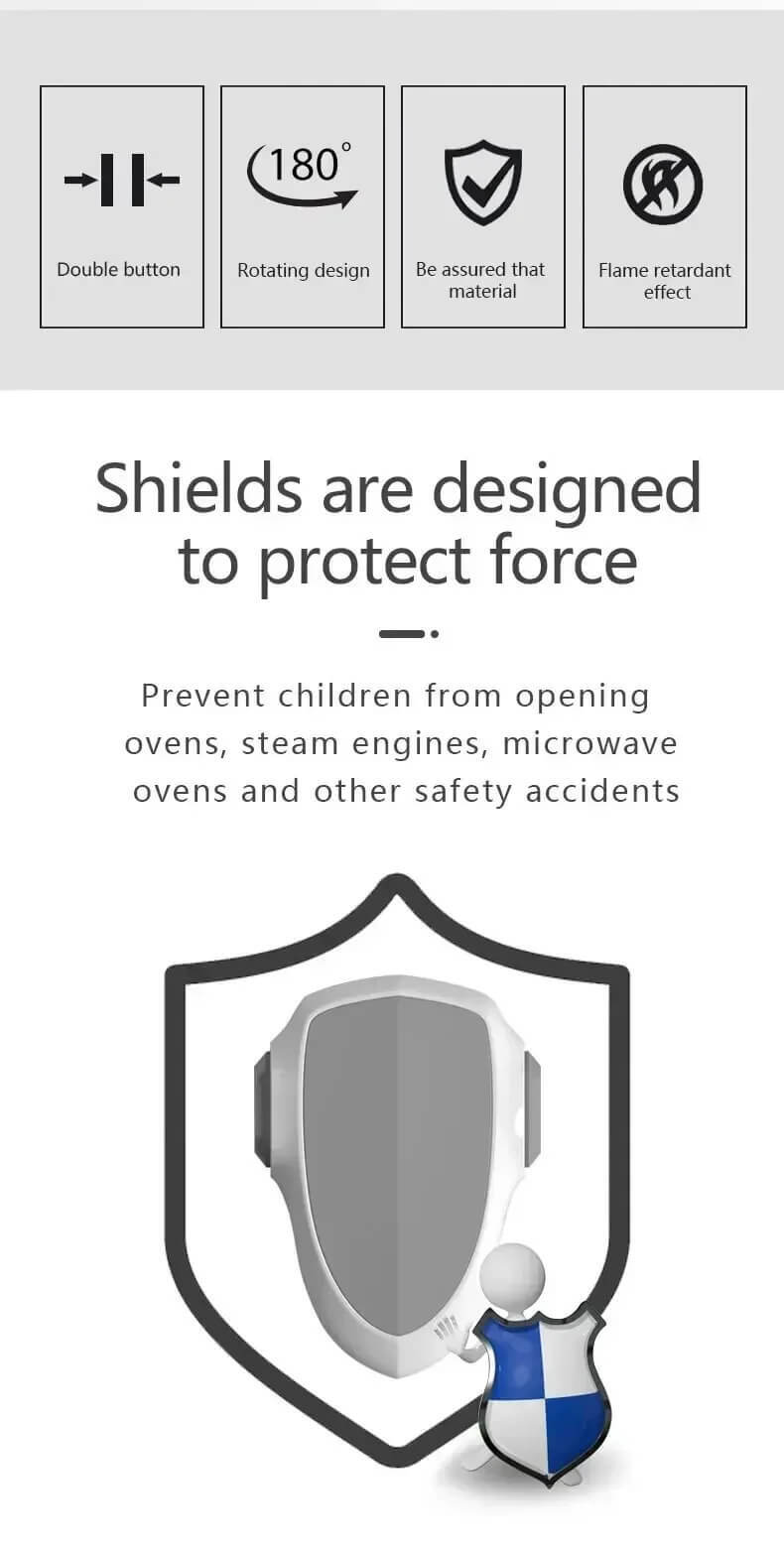 Child Safety Oven Lock ABS material high temperature resistant simple installation No tools required Baby protection safety locks in Gray grey with white