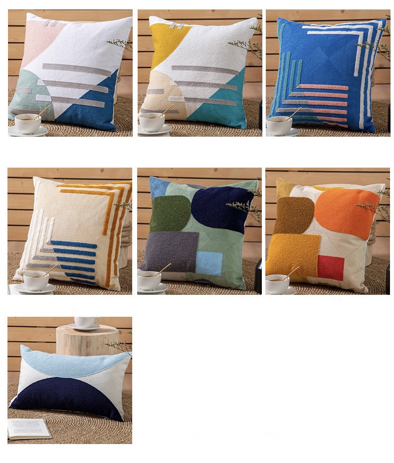 Cozy Pillow Cover  45x45cm/30x50cm Modern Geometric Soft Cotton Canvas Towel-embroidered Sofa cushion covers Home Decoration Pillows Cushions