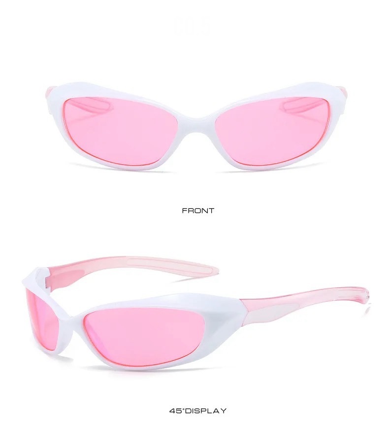 Champagne Future Sunglasses    Women’s Y2K color hollowed out UV400 protection punk sense of technology Girls Net eyewear for woman Womens sunshades in white with pink lens 