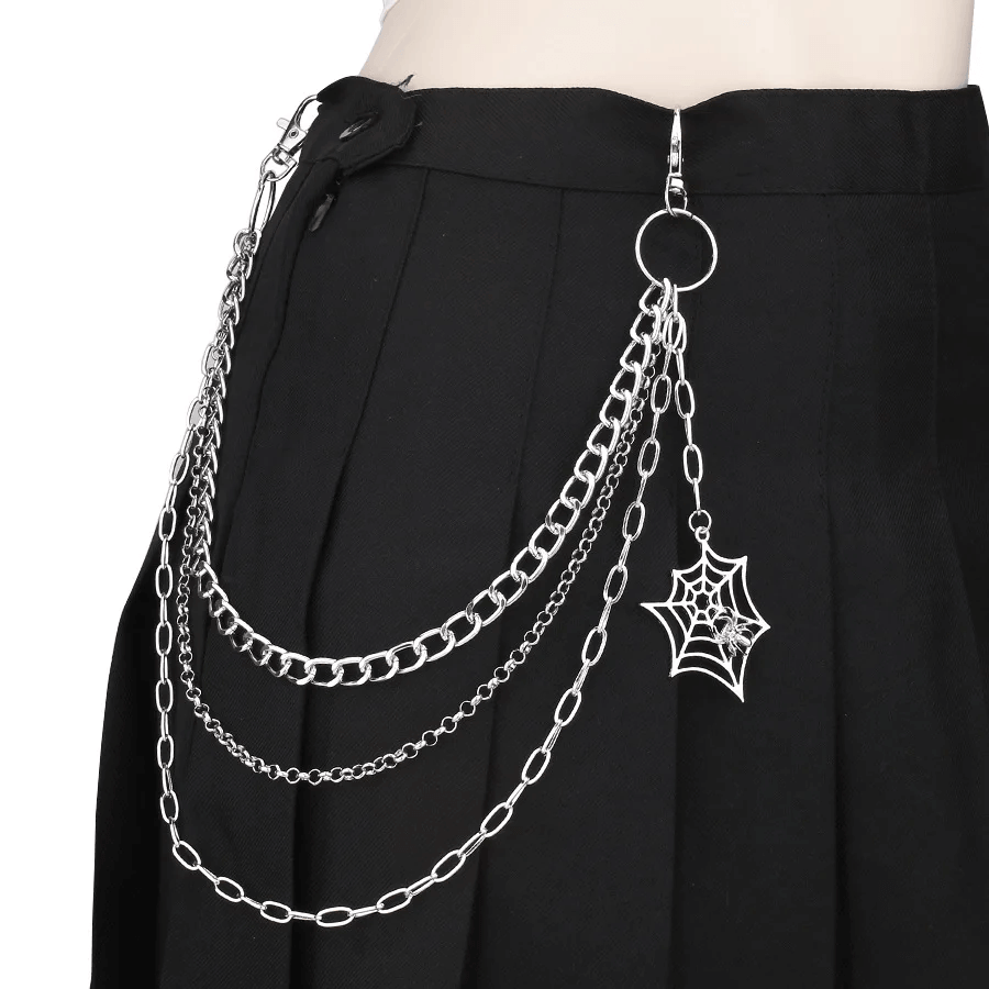 Genflex genderfluid Genderful Women’s woman womens Men’s man mens Punkrock Gothic Punk Metal Cross Rivet Layered Chain Keychains Waist Key Chains Wallet Jeans Hip-hop Pants Belts Jewelry Accessories Jewellery accessory in silver color