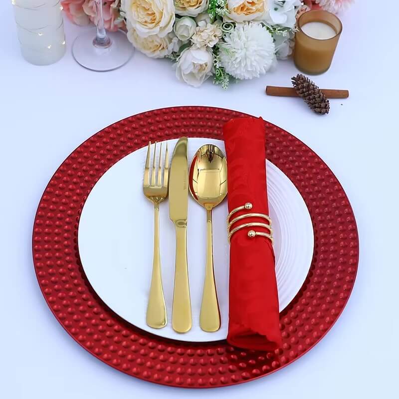 6 pcs, 12.9inch, Reusable Charger Plates 6-Piece, Perfect for Wedding, Christmas event party decorations set, in red color