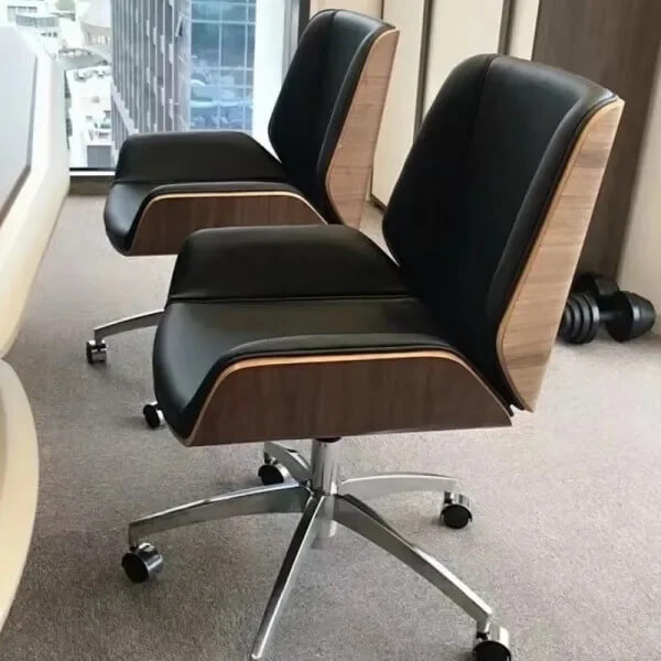 Height Adjustable Office Chair with Wheels for Bedroom study room Deck-chair Ergonomic Armchair Furniture Armchairs Chairs in Black, with walnut brown color