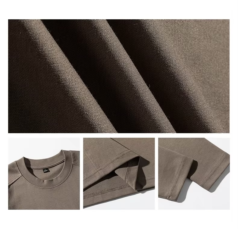 Women’s woman womens Men’s man mens Unisex Genflex Gender Neutral Genderfluid petite-, tall-, plus-, size vintage classic crewneck long sleeves with drop shoulder spring summer style, classic loose-fit casual rib patch round O-neck crew neck Sweatshirt Tops Sweatshirts in brown