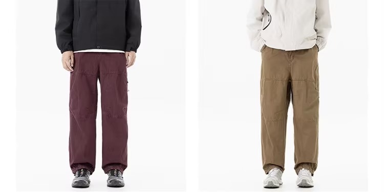 Men&rsquo;s man mens petite-, tall-, plus-, size Straight Loose American Youth Casual Straight Fashion Thin Style S-3XL Mid-rise Wide-leg Baggy Cargo Pants Breathable Thin Trousers in fuchsia, light brown