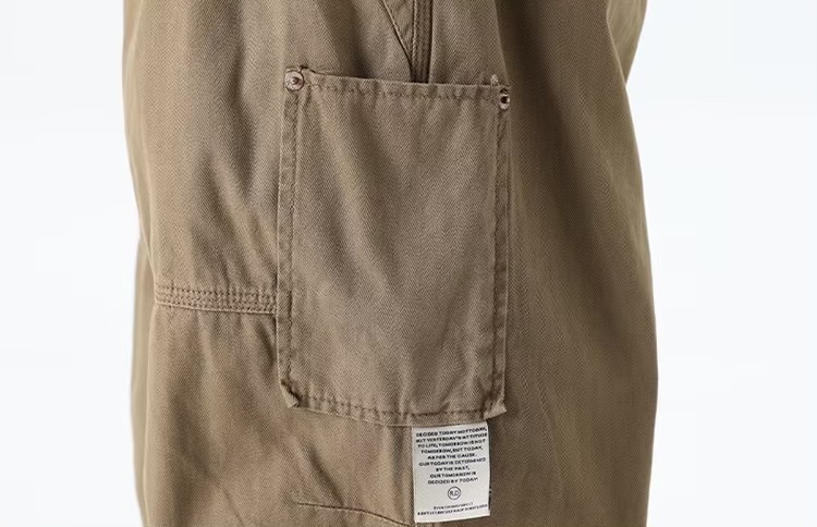 Men&rsquo;s man mens petite-, tall-, plus-, size Straight Loose American Youth Casual Straight Fashion Thin Style S-3XL Mid-rise Wide-leg Baggy Cargo Pants Breathable Thin Trousers in light brown 