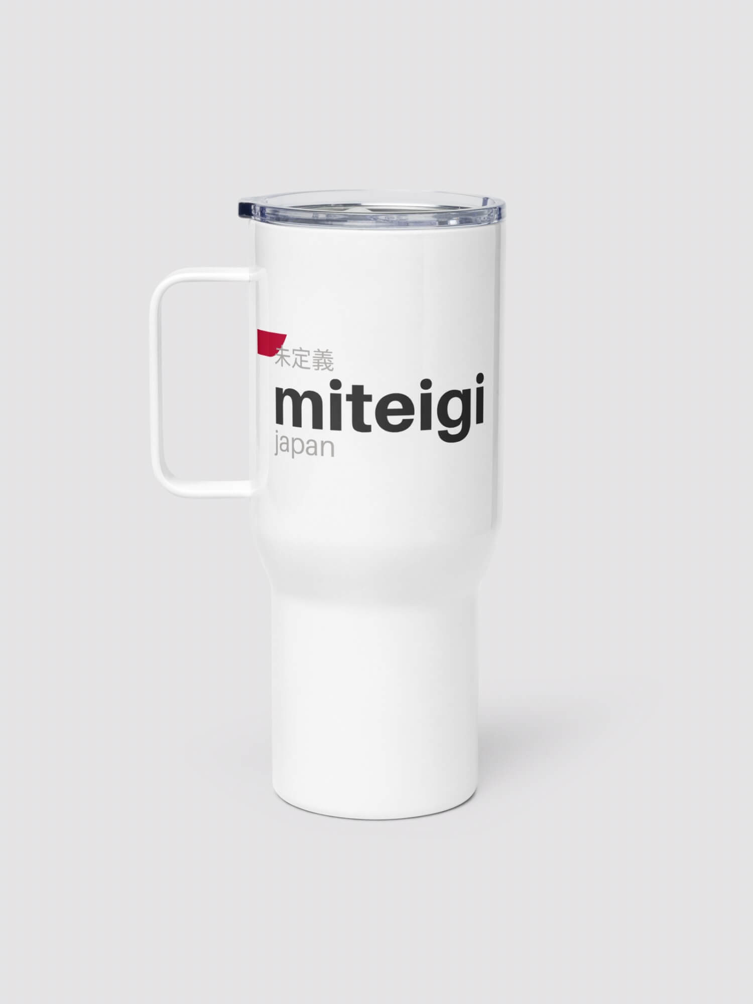 Travel Mug Logo swish    miteigi branded with handle miteigiYūki Fitness Sports Activewear by miteigi Brand product item Mugs Drinks flask drinkware containers in white