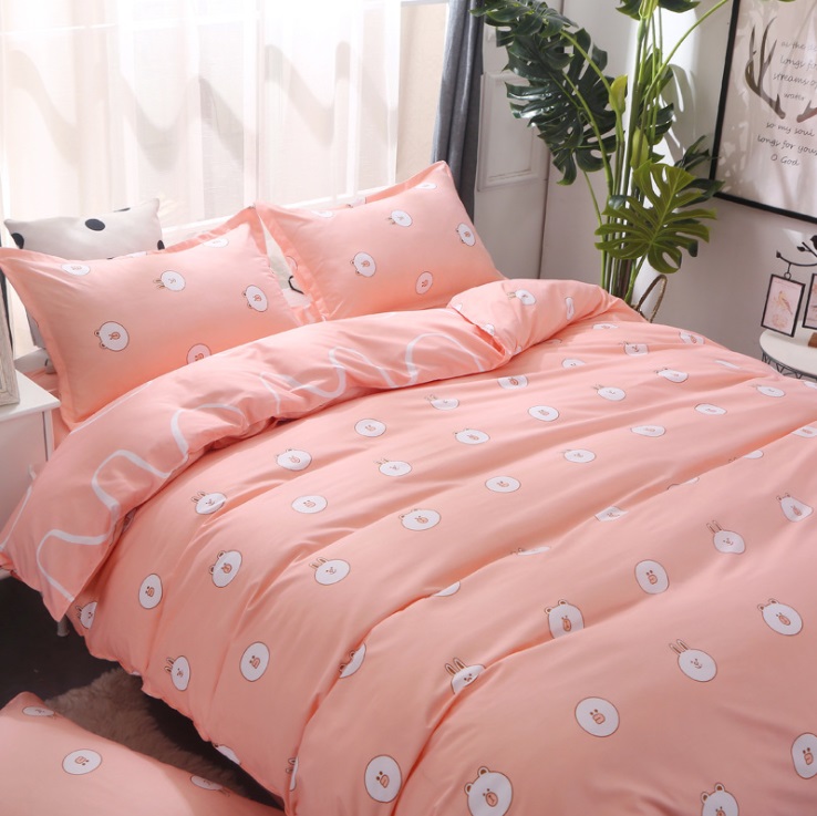 Luxury Bedding Set  fashion bed linen Simple Style Winter Full King Twin Queen Without Comforter bedroom duvet sets in peach Rabbit Cartoon rabbits design