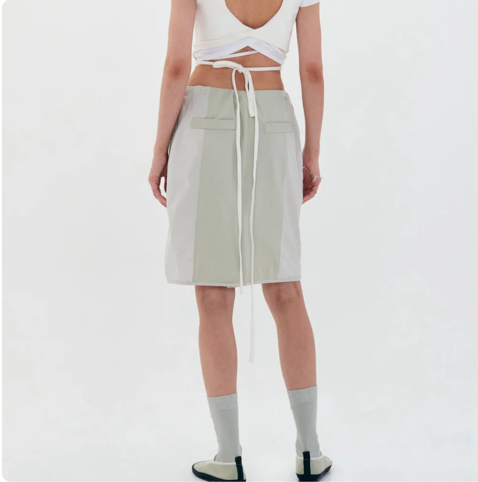 Low Classic Half Skirt   Women’s Spring Summer Casual Simple Splice High Rise Waist Colored Wrapped Hip womens Half-skirt Style workwear Skirts for Woman in Light green white