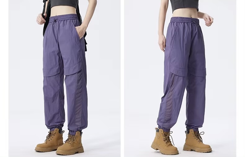 Women&rsquo;s woman womens Men&rsquo;s man mens Unisex Genflex Gender Neutral Genderfluid petite-, tall-, plus-, size Straight Loose American Youth Casual Straight Fashion Thin Style S-5XL Mid-rise Wide-leg Baggy Cargo Pants Breathable Thin Trousers in Purple