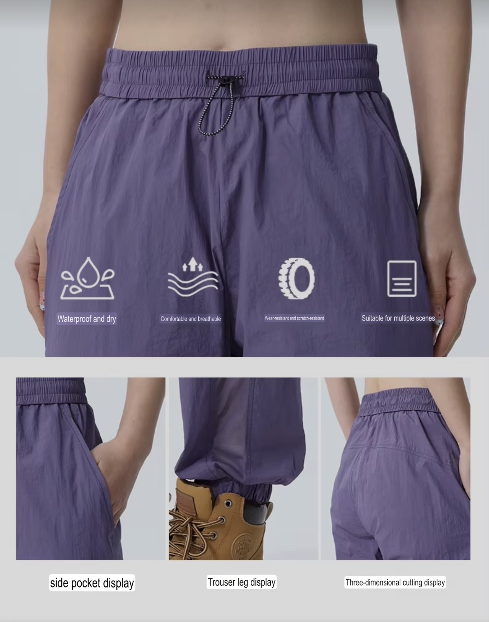 Women&rsquo;s woman womens Men&rsquo;s man mens Unisex Genflex Gender Neutral Genderfluid petite-, tall-, plus-, size Straight Loose American Youth Casual Straight Fashion Thin Style S-5XL Mid-rise Wide-leg Baggy Cargo Pants Breathable Thin Trousers in Purple