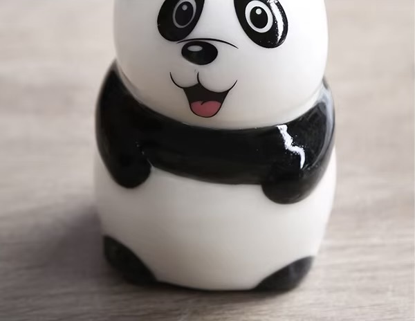 Japanese style Ceramic Panda cartoon animal design Spice Jar Cartoon Seasoning Bottle Salt and Pepper Shaker Container set Can Seasoning shakers Organizer accessory sets Kitchen Accessories Salt Pigs, Cellars & Servers style Funny, Laugh, Cute, Smile in black and white