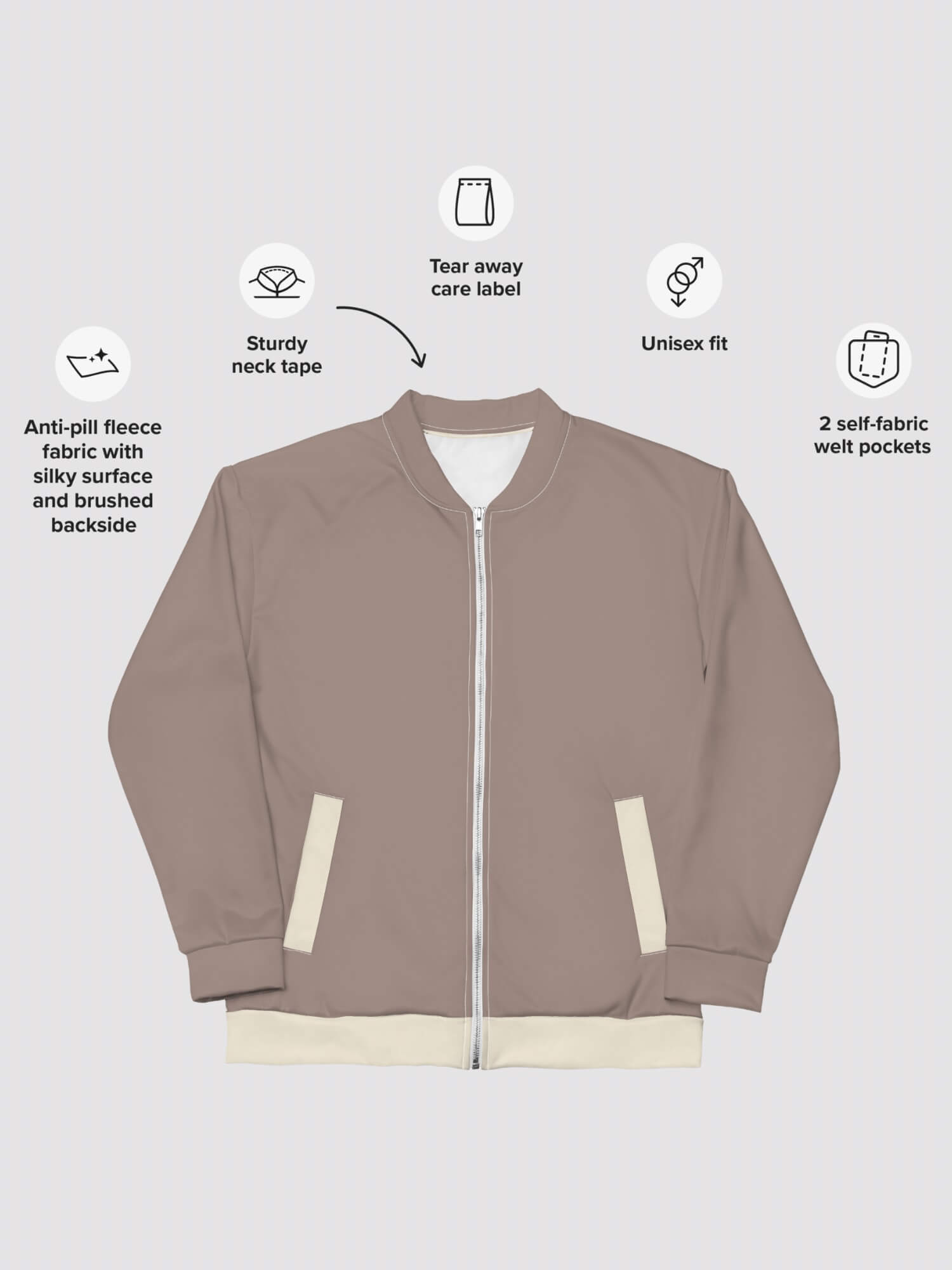 Classic Bomber Jacket  Women’s Fitness Sports loose zipper Hampton stone brown and cream color polyester Baseball Jackets for woman Activewear Coats Streetwear Spring Summer Fall Autumn womens Sportwear Fashion American Style