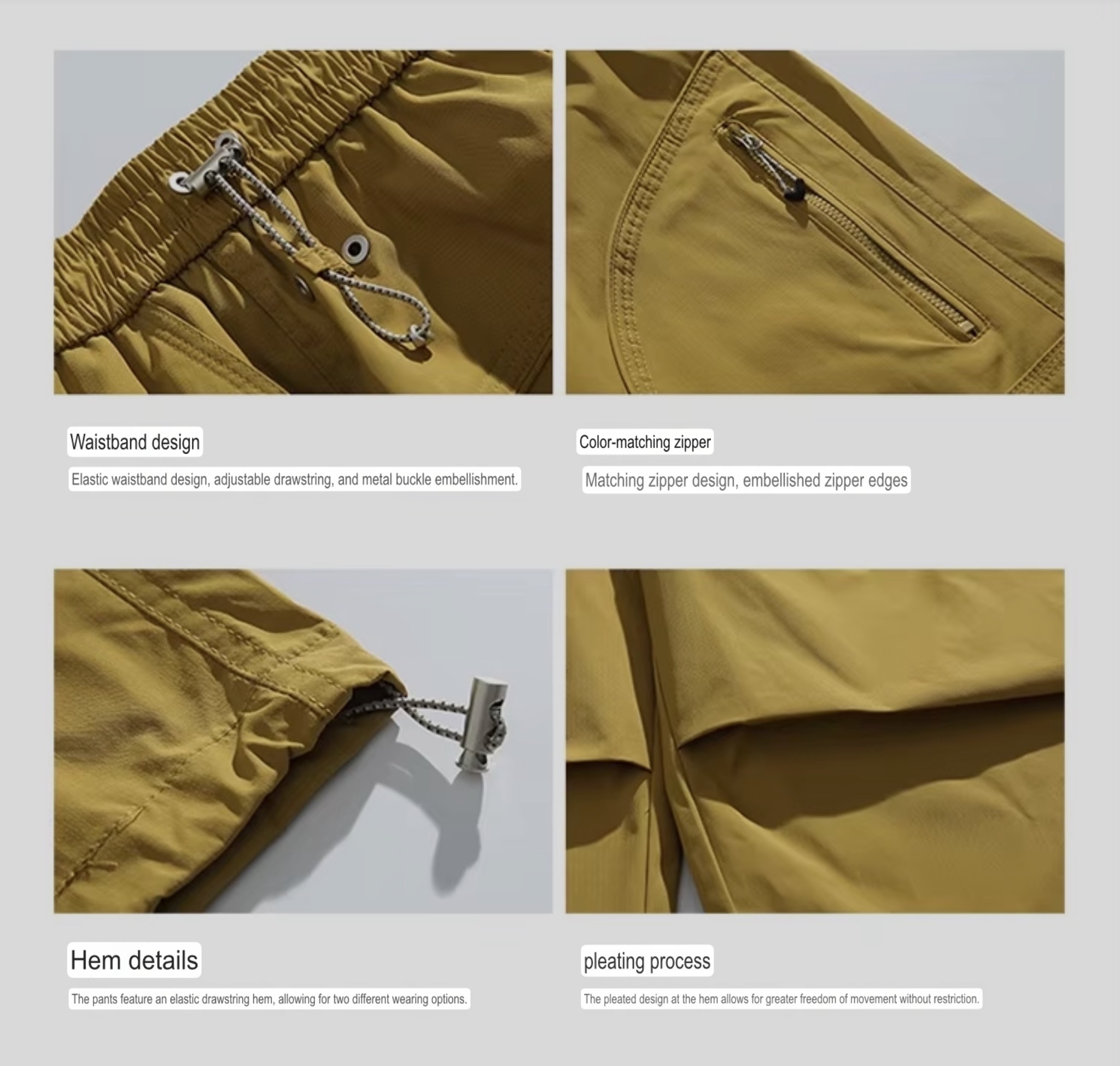 Women&rsquo;s woman womens Men&rsquo;s man mens Unisex Genflex Gender Neutral Genderfluid petite-, tall-, plus-, size Straight Loose Youth Casual Straight Sportswear fitness skiing commuting outdoors workwear Fashion Thin Style S-XXL Mid-rise Wide-leg Baggy Cargo Field Pants Breathable Thin Trousers in yellow