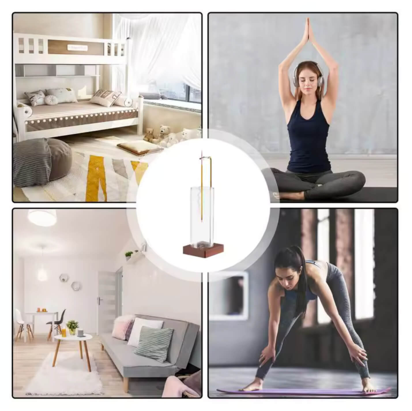 Incense Holder Yoga Timer Aromatherapy Stand Incense Anti-Ash Flying Incense Burner For Sticks With Removable Glass holders with wooden base for Home decor