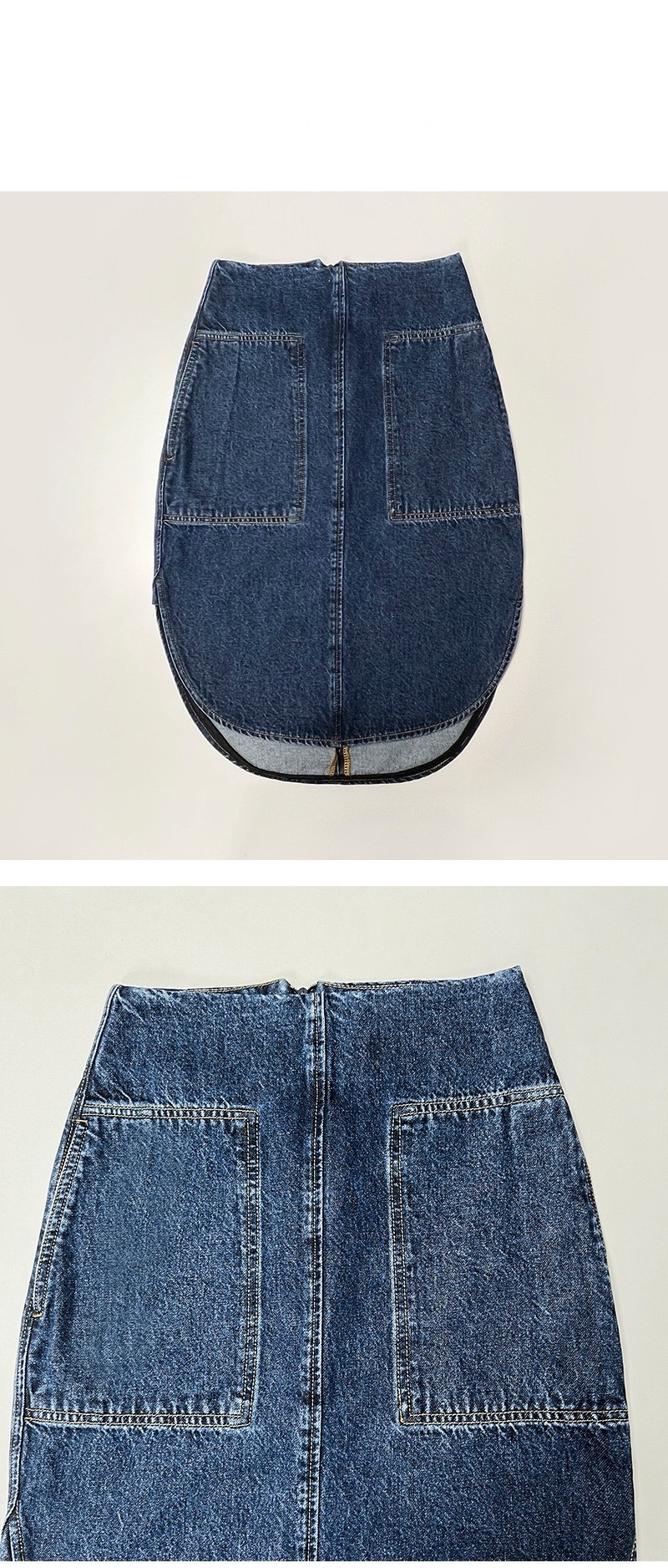 High-Rise Denim Skirt blue  Women’s Spring Summer High Rise Waist Double Pocket Cotton Straight Curved Half womens Skirts for Woman