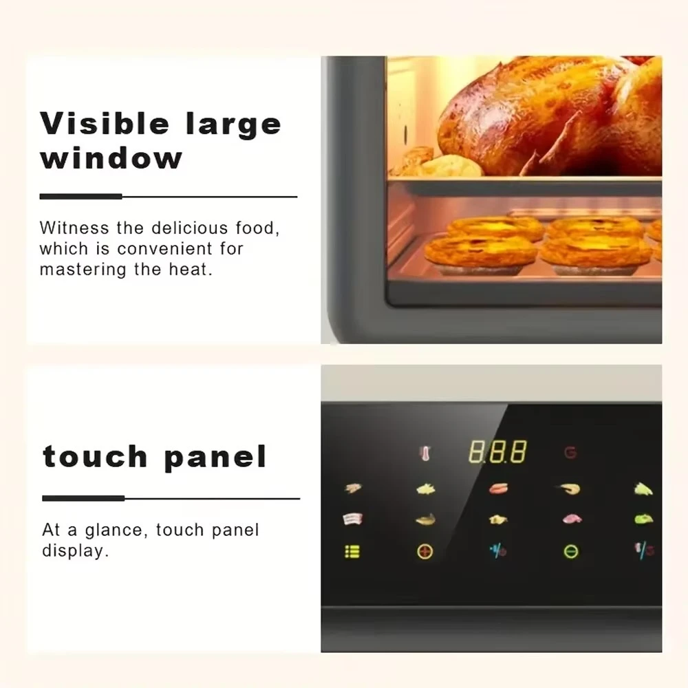 Multifunctional 10L Air Fryer Large Capacity Electric Oven Household kitchen Non-stick Pan Touch Screen Visual 10 Presets Guided Cooking 10L fryers in dark Gray grey with black