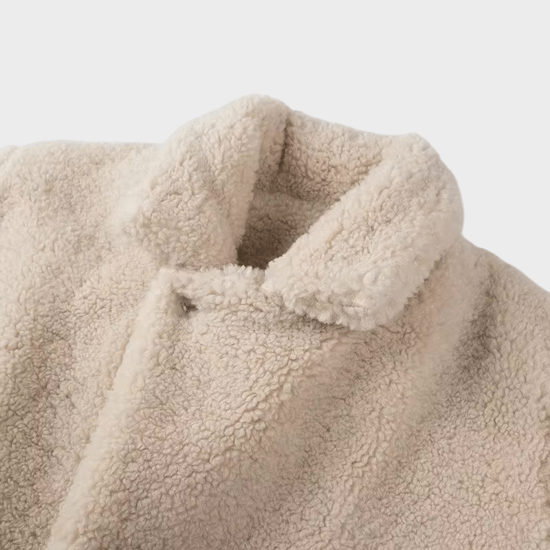 Women’s woman womens petite-, tall-, plus-, size Winter Fashion Warm Plush Ladies Casual Turn-Down Collar Thick Female Vintage Long Sleeves button-up irregular close patch pockets Outerwear in light Apricot Outwear Jackets Coats