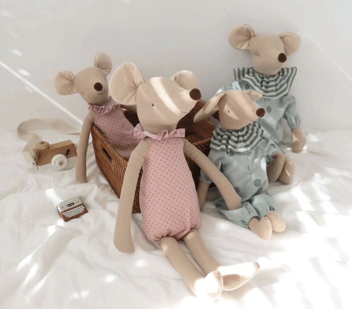 Plush Doll in Cotton-Linen   Cotton And Linen Danish Rat Dolls Gift Cute Baby Mouse Lovely Rats With Clothes Plushie Stuffed animals Kids Birthday Child’s Gifts in Pink Green