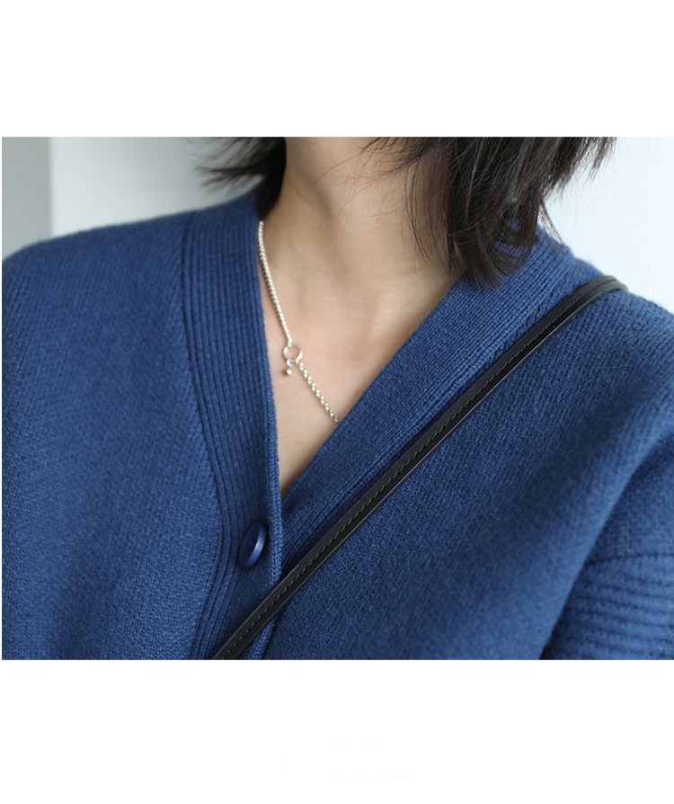 V-neck Cardigan Sweater Women’s Short Ribbed Outerwear Single Breasting Korean Fashion Leisure Lazy Wind Winter Knitting Thicken Coat Cardigans Sweaters for Woman in Blue