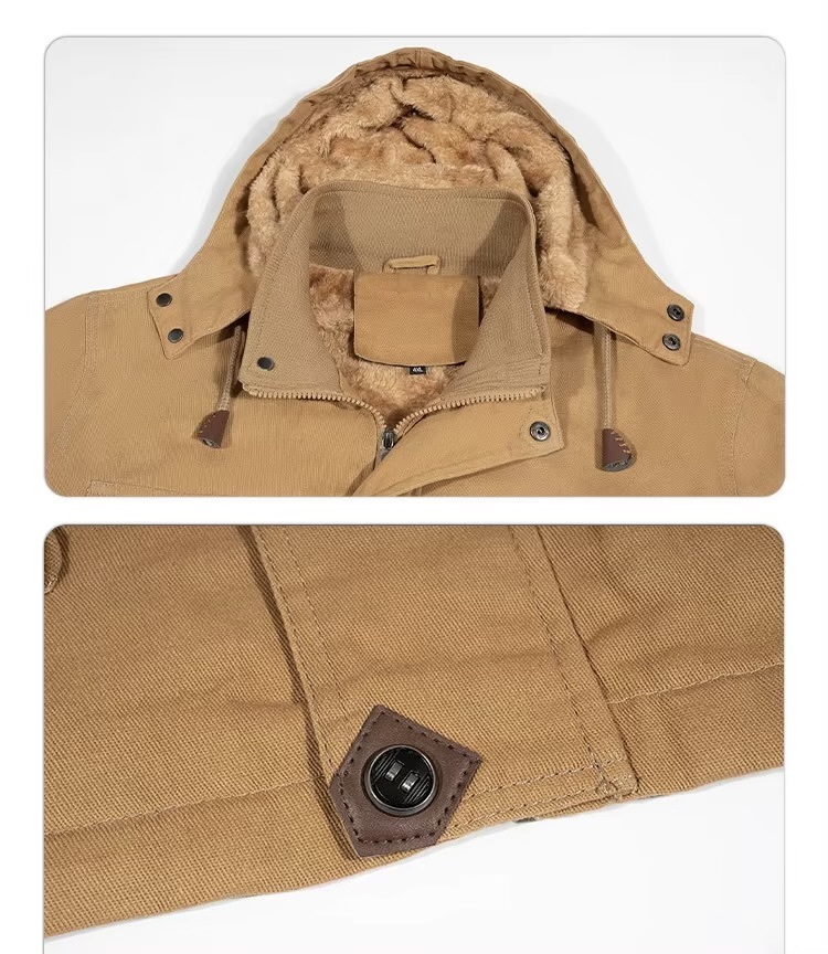 Men’s man mens petite-, tall-, plus-, size Trending Light Travel Trendy Spring Summer Fall Autumn Winter all-season formal office commute workwear hooded pockets zipper close lined Outerwear field coat outdoor camping Outwear Coats in khaki camel color