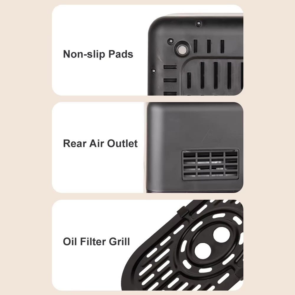 Multifunctional Dual Basket 8L Air Fryer (4L + 4L) Large Capacity Healthy Fryer Oven with Non-Stick Coating Viewing Window for BBQ Baking Roasting for Family UK plug socket Household kitchen Non-stick Pan Touch Screen Visual 10 Presets Guided Cooking 8L fryers in black