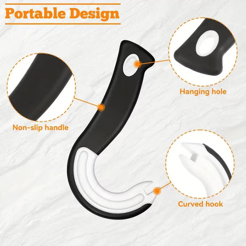 Portable J-Shaped Easy Grip Tin Openers Kitchen Non-Slip Jar Opener Lid Opening Tools Ring Pull Can Opener Multifunctional in black with white accent color