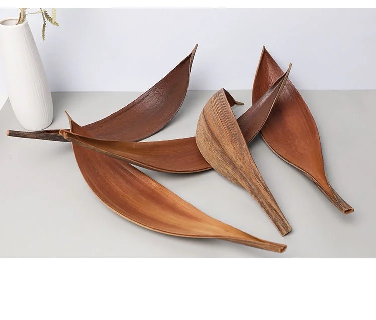 Natural Cocoa Leaf Storage Tray   Plant Leaves Ornaments Living Room Decor Objects Photography Props Decoration For Home Storage Trays in Brown