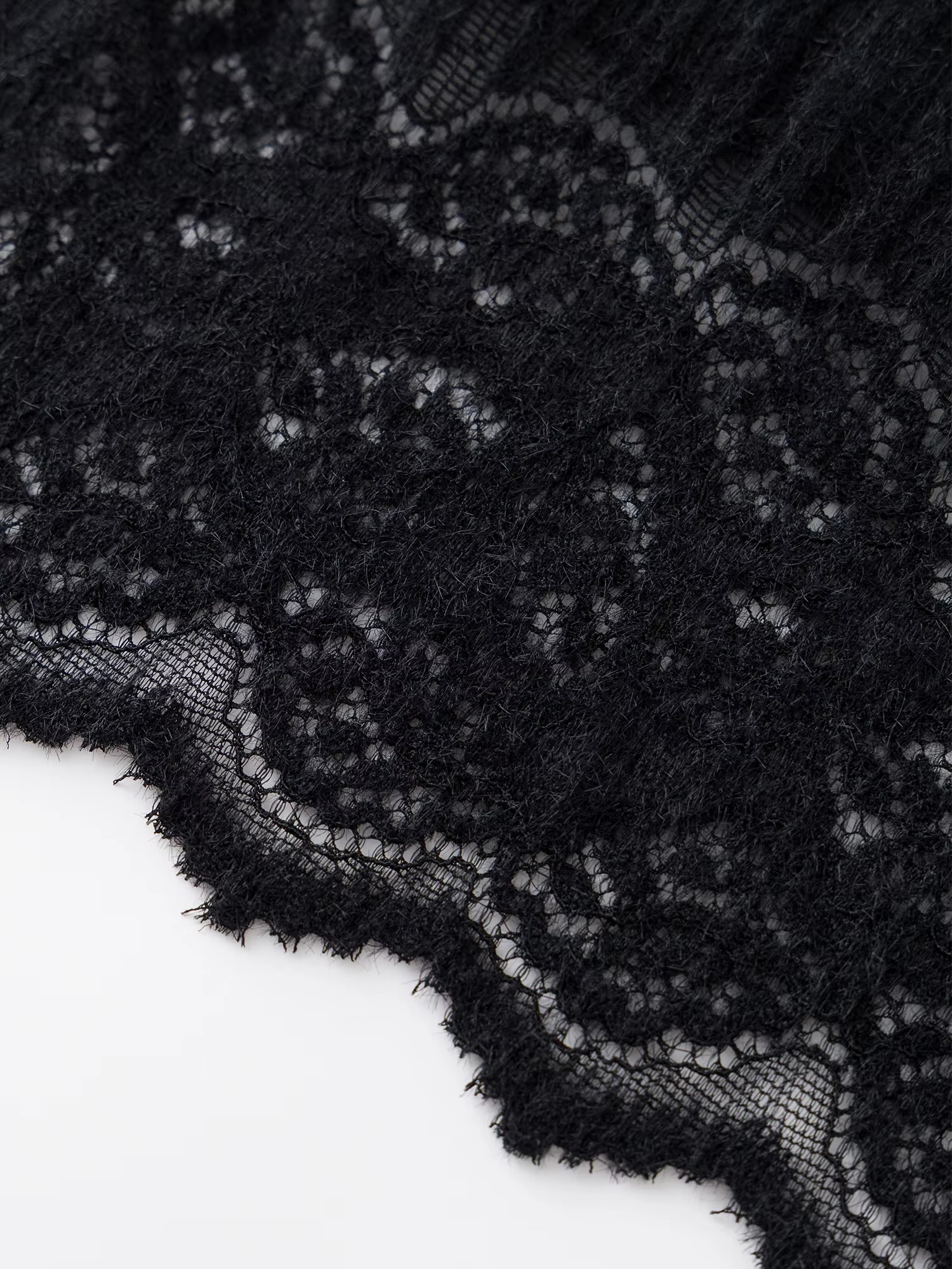 Women’s woman womens petite-, tall-, plus-, size Turtleneck Mockneck casual wool blend long bell sleeves fairy lace hollow-out floral flowers pattern ruffles ruffled ribbed all-match T-Shirts tops clothing in black