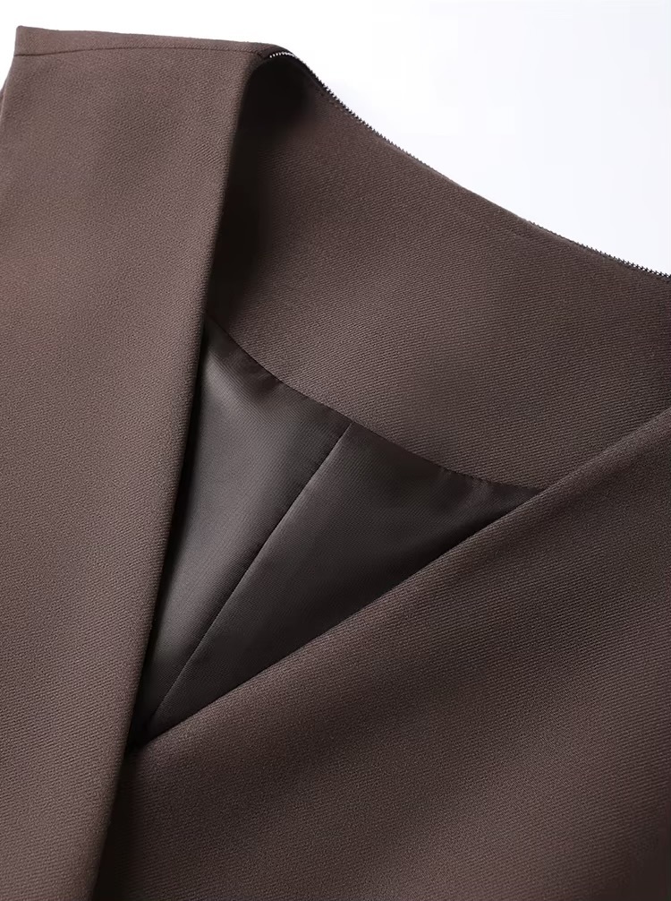 Women’s woman womens petite-, tall-, plus-, size Light Luxury High-Quality commute wfh office workwear Australian wool-blend buckle belt v-neck sleeveless blazer vest outerwear tops Outwear vests in brown