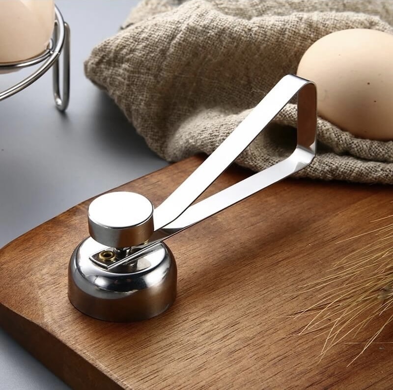 Stainless Steel Egg Topper Cutter Metal Egg Scissors Boiled Raw Opener Creative Kitchen Tool boiled eggs Accessories Cool Gadgets in silver color
