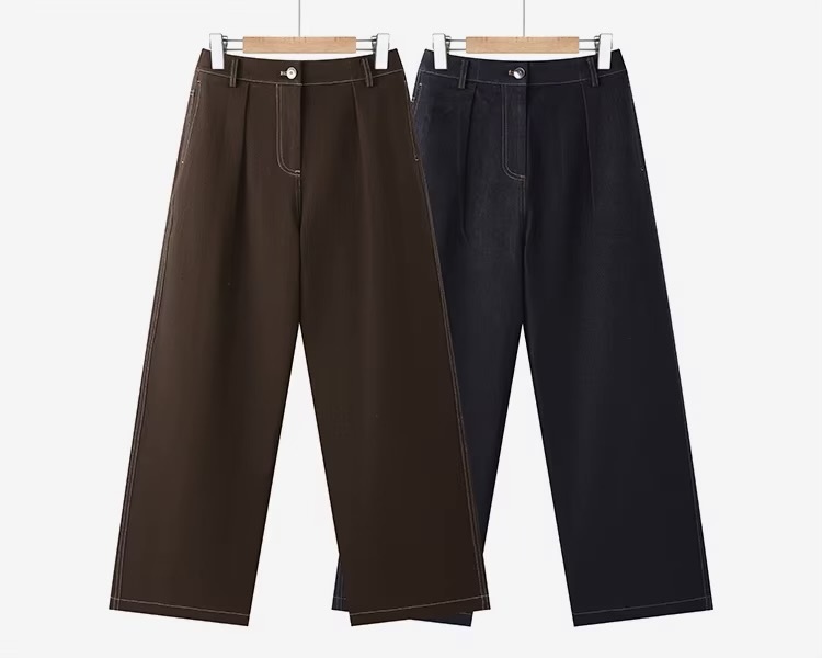 Women&rsquo;s woman womens petite-, tall-, plus-, size Light Luxury High-Quality casual office wfh workwear evening party wear Cotton denim mid-rise straight cut denim jeans Trouser pants in brown