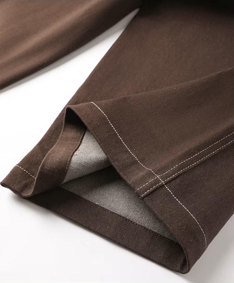 Women&rsquo;s woman womens petite-, tall-, plus-, size Light Luxury High-Quality casual office wfh workwear evening party wear Cotton denim mid-rise straight cut denim jeans Trouser pants in brown