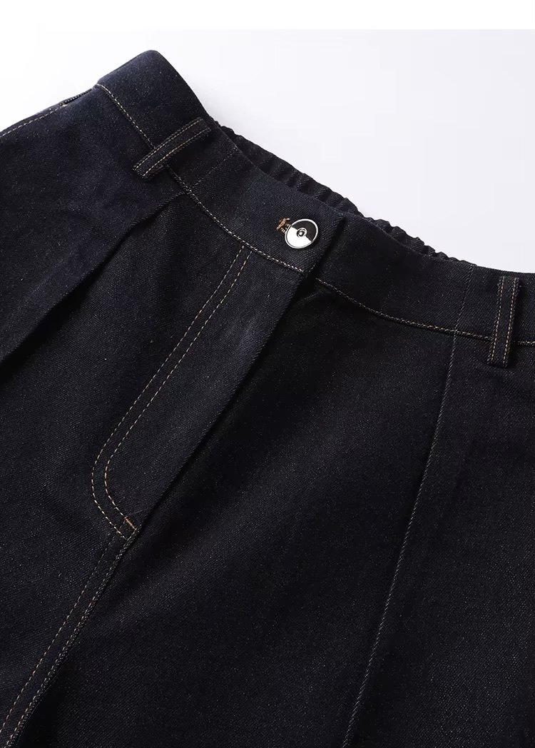 Women&rsquo;s woman womens petite-, tall-, plus-, size Light Luxury High-Quality casual office wfh workwear evening party wear Cotton denim mid-rise straight cut denim jeans Trouser pants in dark blue black