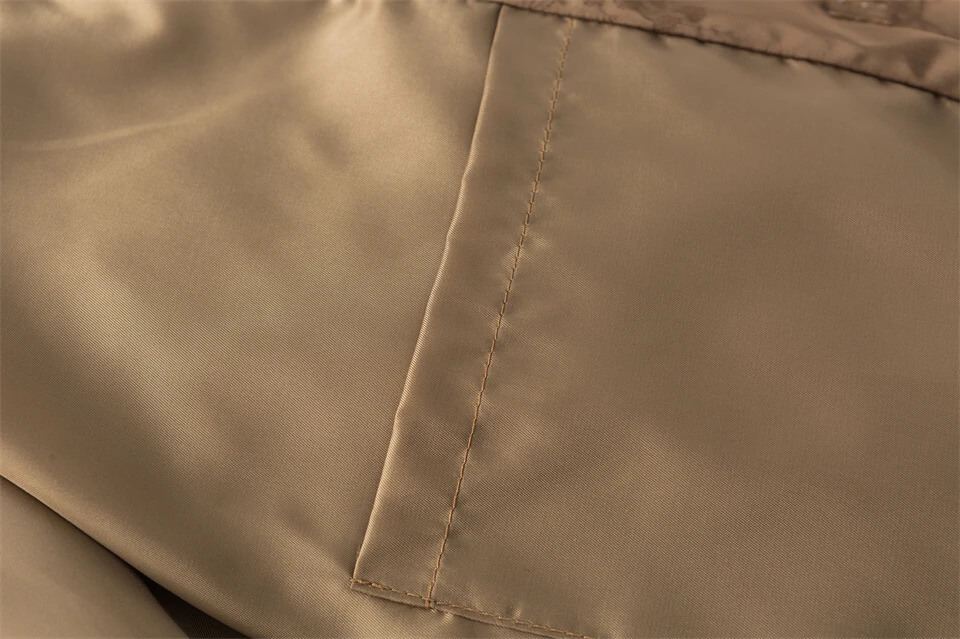 Women's woman womens petite-, tall-, plus-, size Coquette Japanese Chinese Style Baseball stand rib-band collar long sleeves with elasticated ribbed striped cuffs horn-button close slit side pockets zipper-up close outwear Coats and Bomber Jackets Fashion Aesthetic Clothing outerwear in coffee beige-brown with white accent 