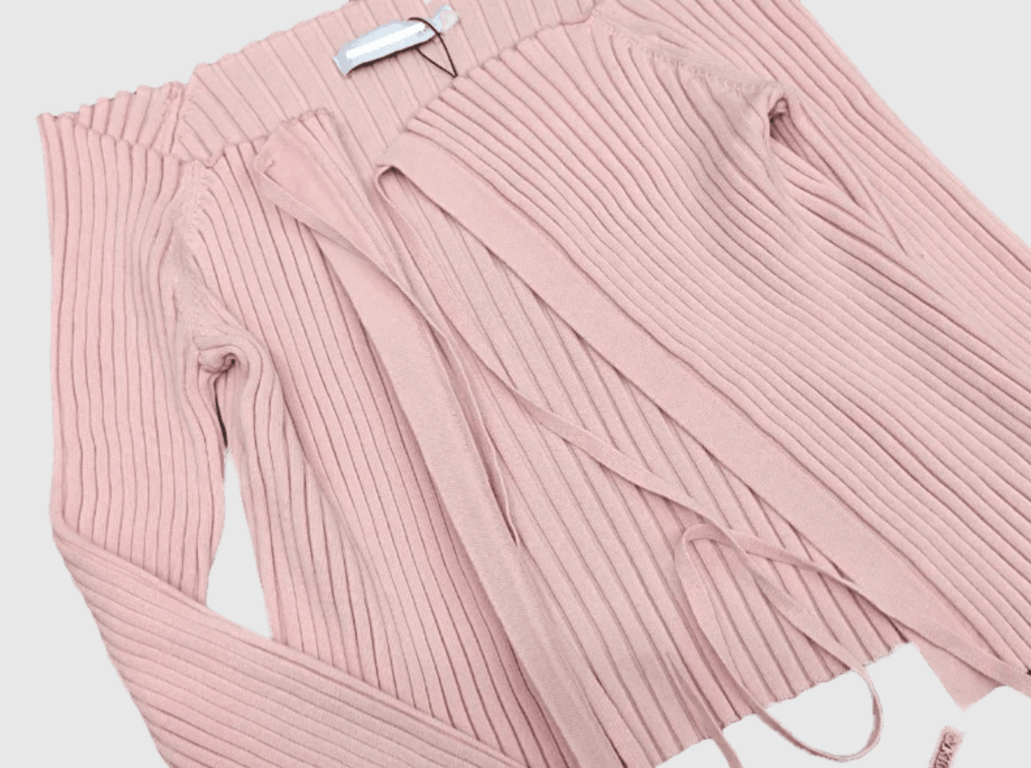 Knit Wrapped Wrap Top + Dress    Women's Spring Summer Casual Tie Up Knitted Cotton Wrapped Long Sleeved womens Sweater cardigans Tops and Dresses for Woman in Pink