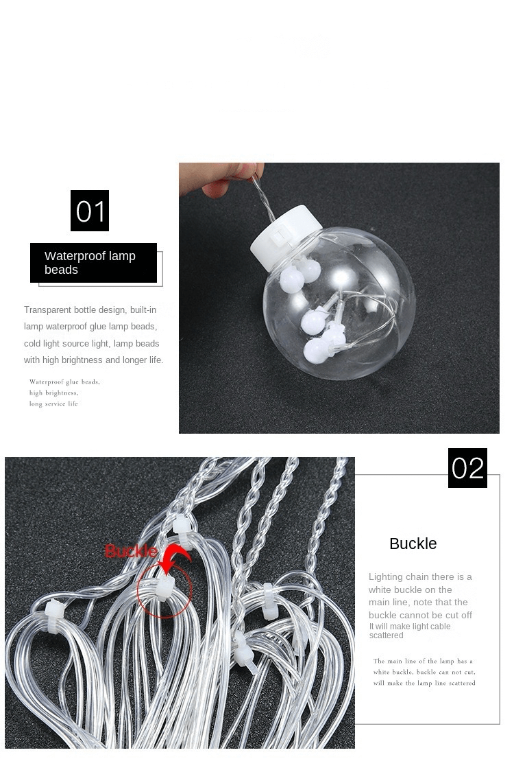 Wishing Ball LED Lights   Plug-in Christmas New Years Holiday Home Room Living Room Decoration Curtain Warm Light Birthday Party Lamp Hanging Event Lighting lamps