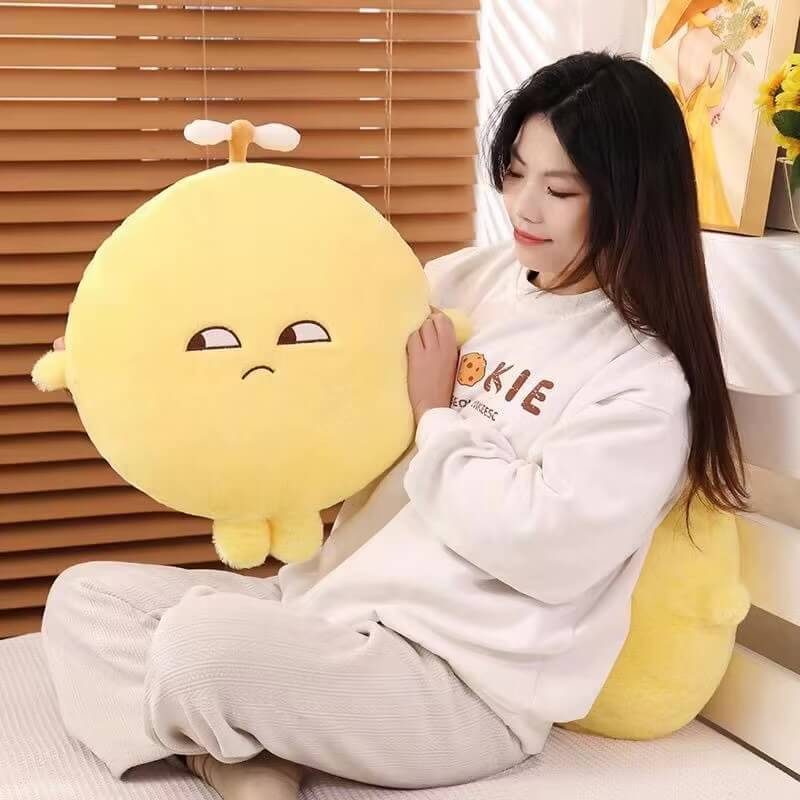 50cm round Yellow Lemon Boy Plush Stuffed Pillow 50cm Fruit Seat Cushion with Arms Legs Disdainful Emotion Plushie Sofa Chair pillows cushions Decor Φ 50cm Gift